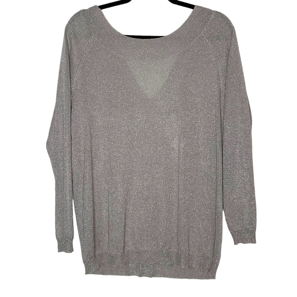 H by HALSTON metallic sheer top with v back. NWOT. Size M